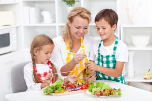 Preparing fresh food with the kids - healthy eating education