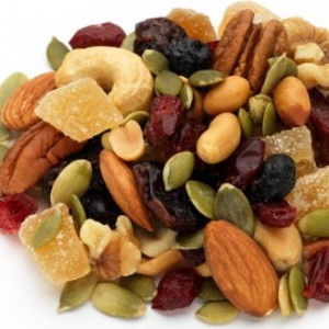 Healthy trail mix for kids with nuts, seeds, and d