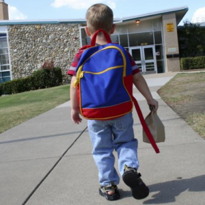 Child with Asthma Walking into School